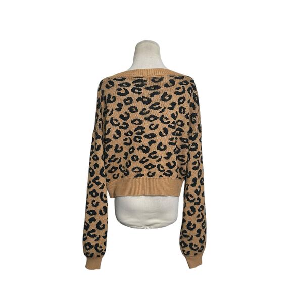 Fashion Nova brown black animal print v neck sweater size large - Picture 2 of 9